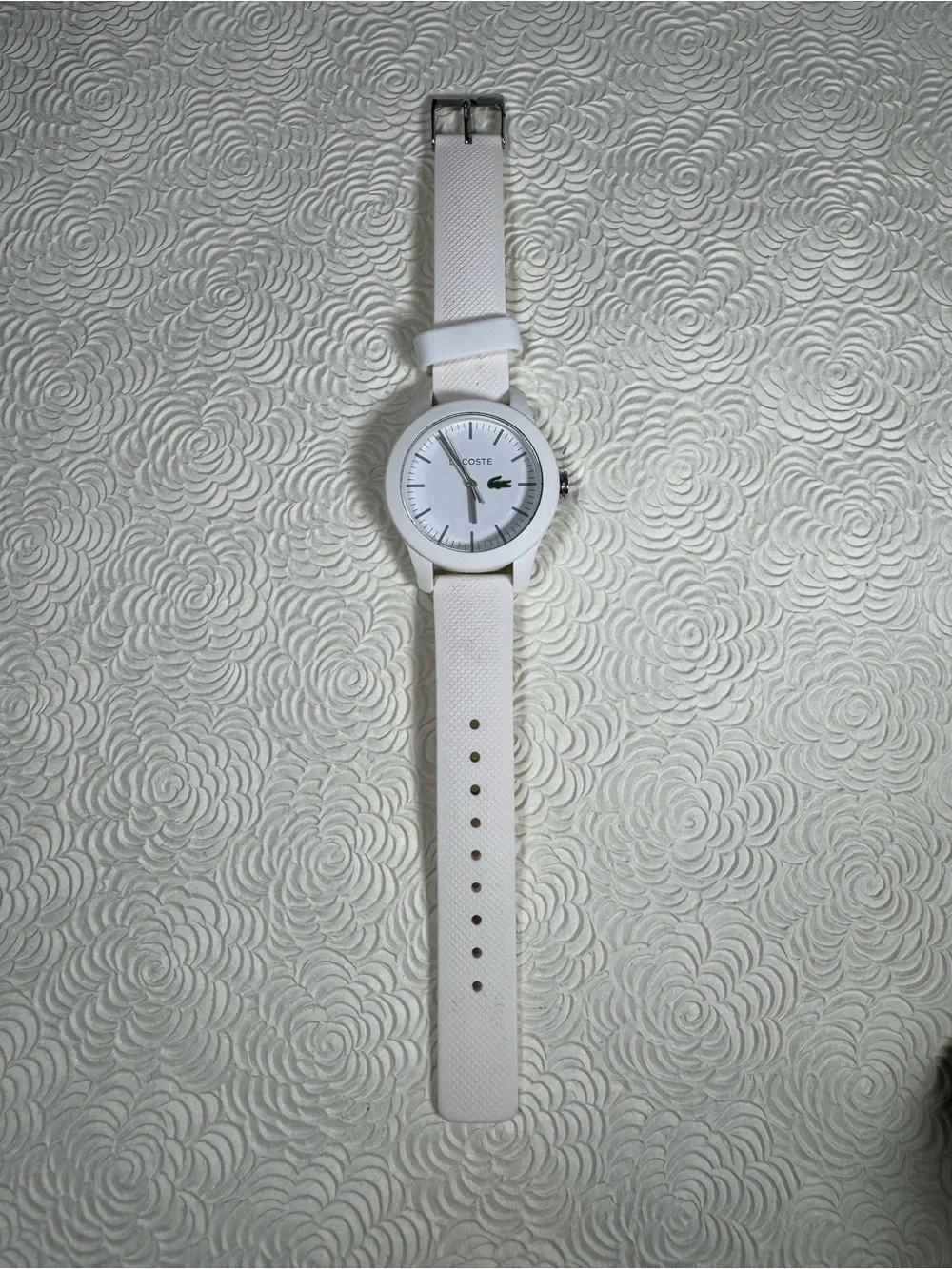 Lacoste 12.12 White Quartz Silicone Pique Strap Watch